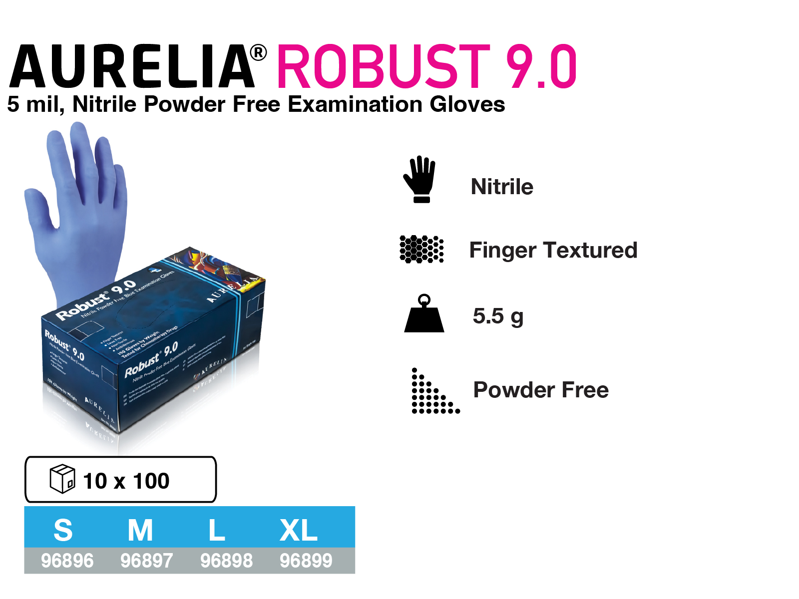 Aurelia Robust 9, strong single use gloves